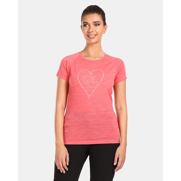 T-shirt damski wykonany z wełny merynosów Kilpi ZARJA-W w kolorze różowym