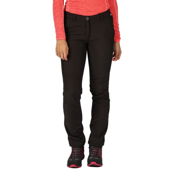 Spodnie softshellowe damskie Regatta FENTON czarne - przedłużona długość
