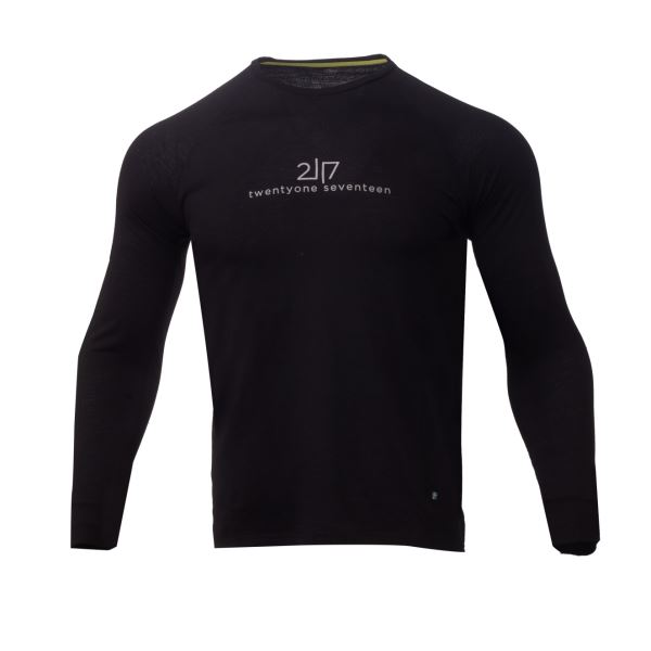 Męska koszulka z długim rękawem z merynosów 2117 LUTTRA czarna