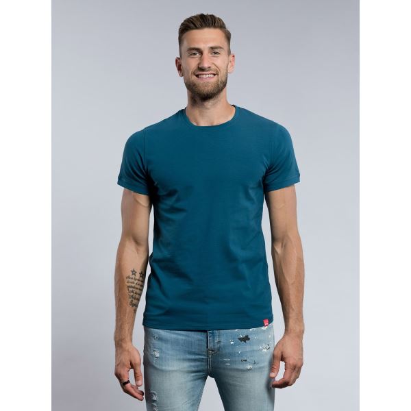 Męska koszulka CityZen slim fit z elastanem niebiesko-zielona
