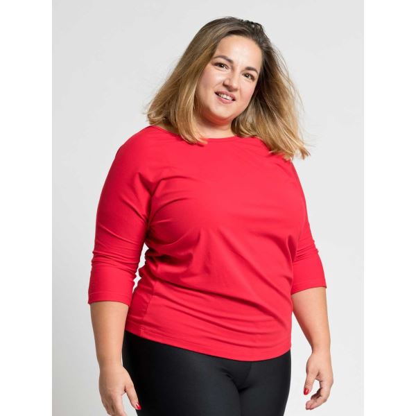 Damska bawełniana koszulka Plus Size CityZen z elastanem w kolorze czerwonym