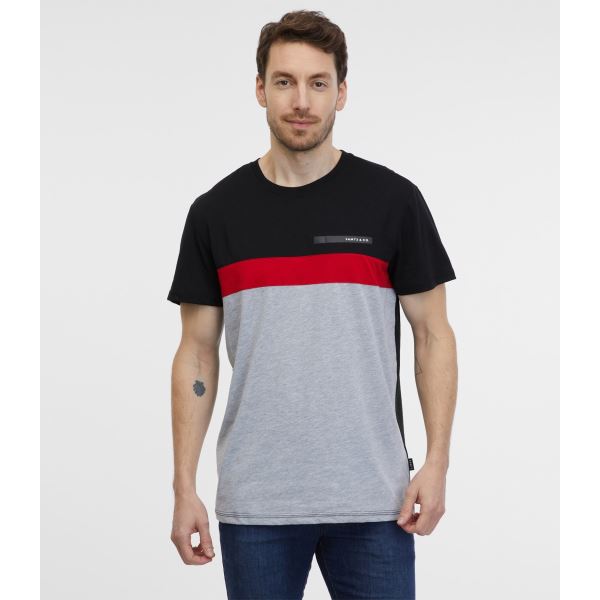 T-shirt męski ERNESTO SAM 73 w kolorze szaro-czerwonym