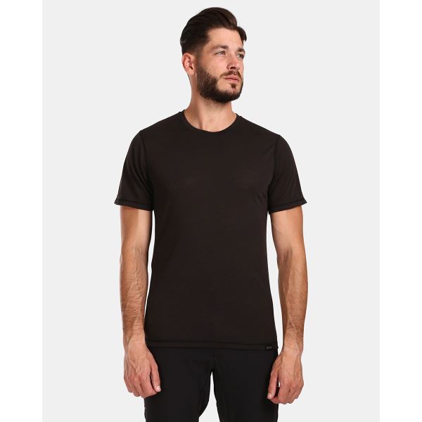 T-shirt męski wykonany z wełny merynosów Kilpi SLOPER-M w kolorze czarnym