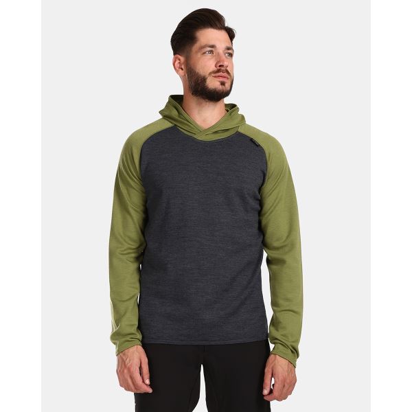 Zielony wełniany sweter męski z kapturem Kilpi MOSEO-M