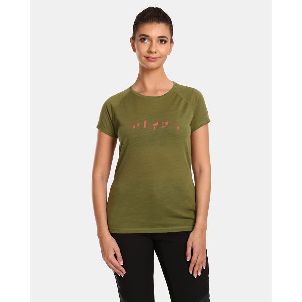 T-shirt damski wykonany z wełny merynosów Kilpi ZARJA-W w kolorze zielonym