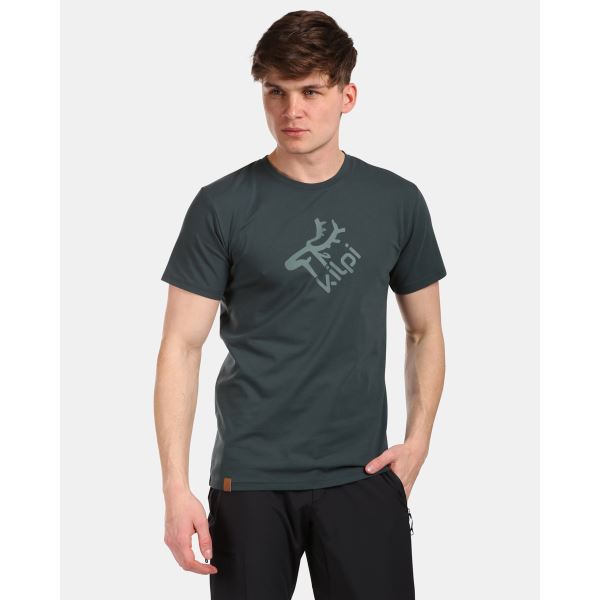 T-shirt męski bawełniany Kilpi DISCOVER-M ciemnozielony