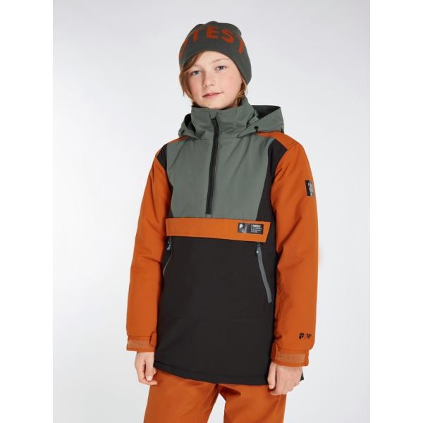 Kurtka narciarska chłopięca Protest ISAACT zielono/pomarańczowa