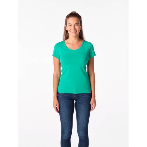 Bawełniana koszulka damska CityZen klasyczna z elastanową zielenią