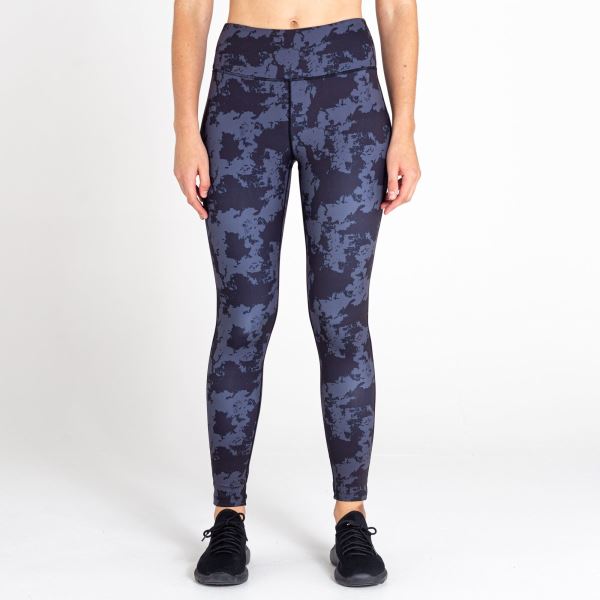 Damskie legginsy sportowe Dare2b INFLUENTIAL czarno/niebiesko-szare