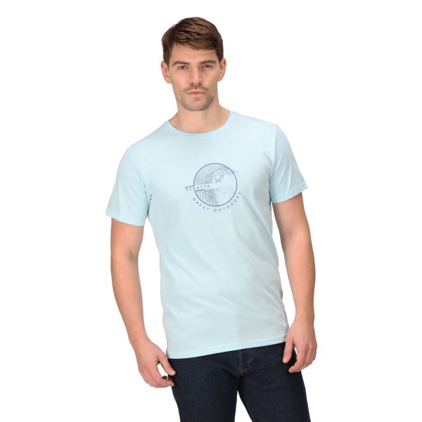 Bawełniana koszulka męska Regatta CLINE VII w kolorze jasnoniebieskim