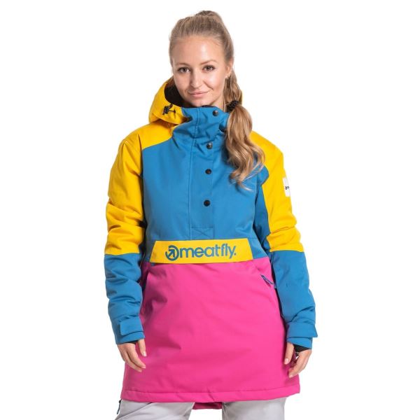 Damska kurtka Meatfly SNB & SKI Aiko Premium żółto/niebiesko/różowa