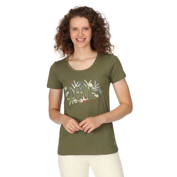 Bawełniany T-shirt damski Regatta Filandra VII zielony