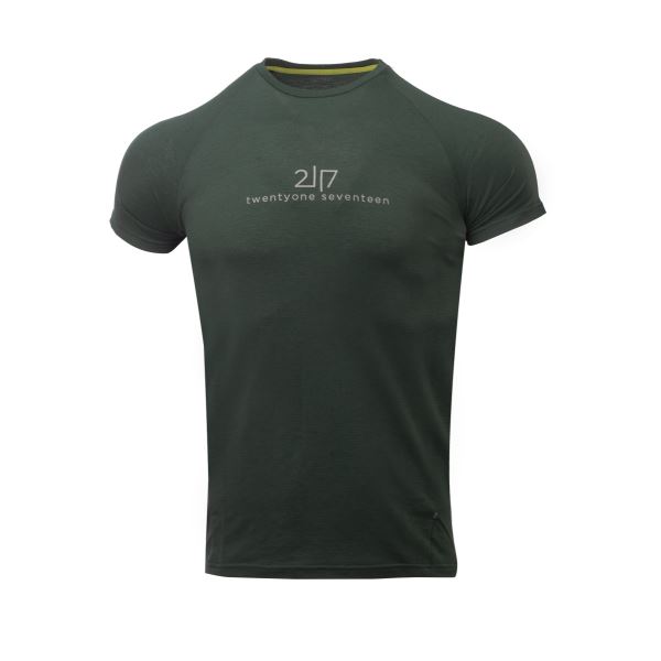 Męska koszulka z krótkim rękawem z merynosów 2117 LUTTRA zielona