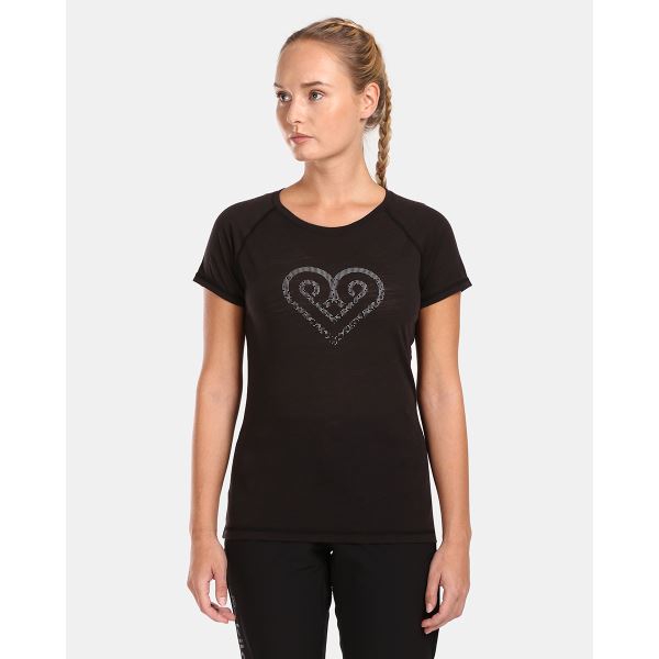T-shirt damski wykonany z wełny merynosów Kilpi ZARJA-W w kolorze czarnym