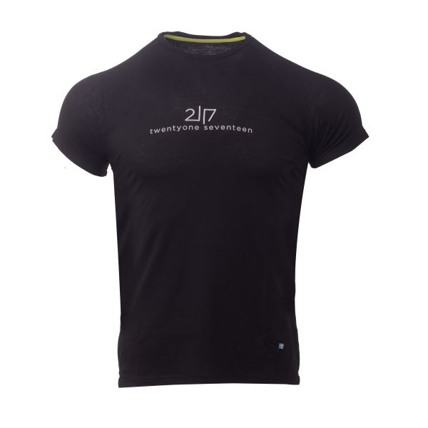 Męska koszulka z krótkim rękawem z merynosów 2117 LUTTRA czarna