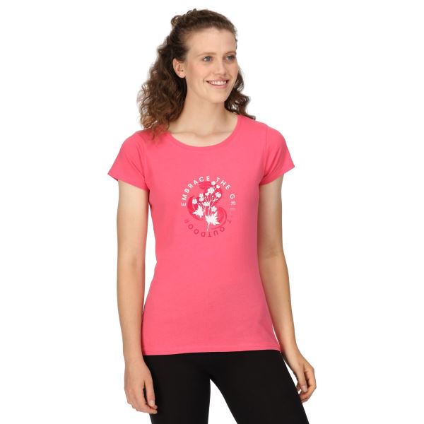 Bawełniana koszulka damska Regatta BREEZED III w kolorze różowym