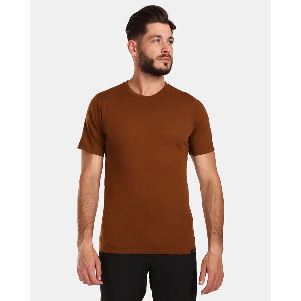T-shirt męski wykonany z wełny merynosów Kilpi SLOPER-M w kolorze brązowym
