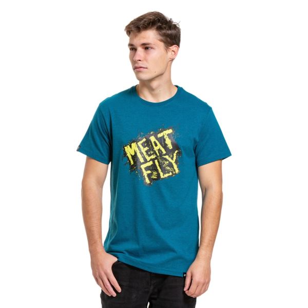 T-shirt męski Meatfly Crooky w kolorze benzynowego błękitu