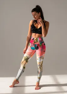 Legginsy damskie KFIT® Africa różowo-białe Legginsy damskie KFIT® Africa różowo-białe