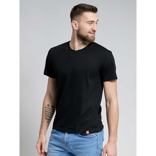 T-shirt męski bawełniany CityZen V-neck czarny
