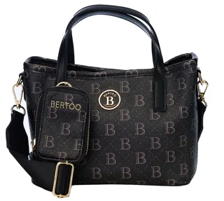 Torebka damska BERTOO Sara czarna/logo Torebka damska BERTOO Sara czarna/logo